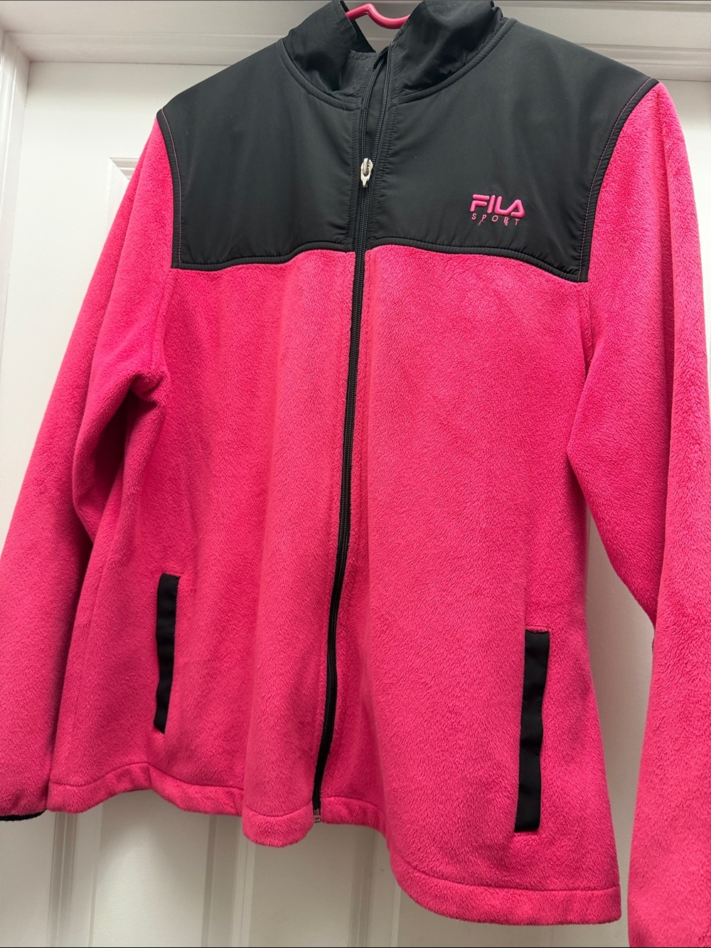 Fila Pink and Black Full-Zip Fleece Jacket